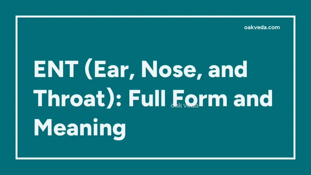 ENT (Ear, Nose, and Throat): Full Form and Meaning