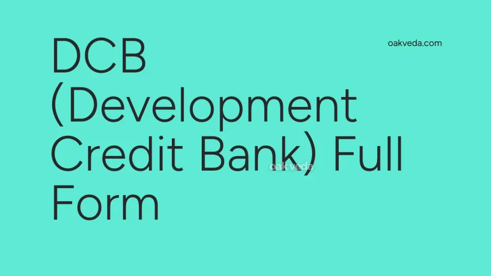 DCB (Development Credit Bank) Full Form