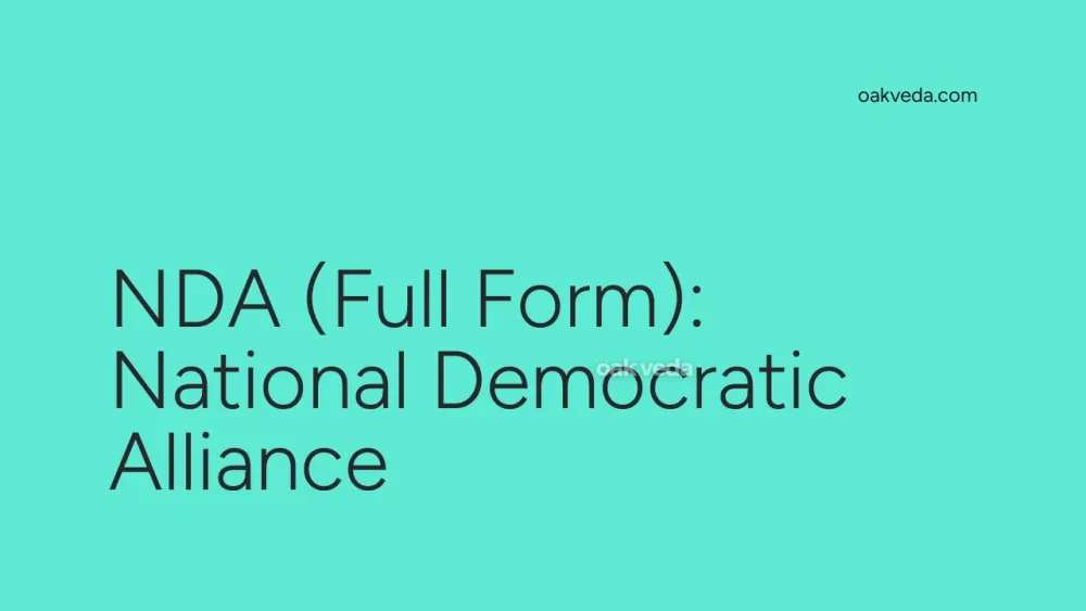 NDA (Full Form): National Democratic Alliance