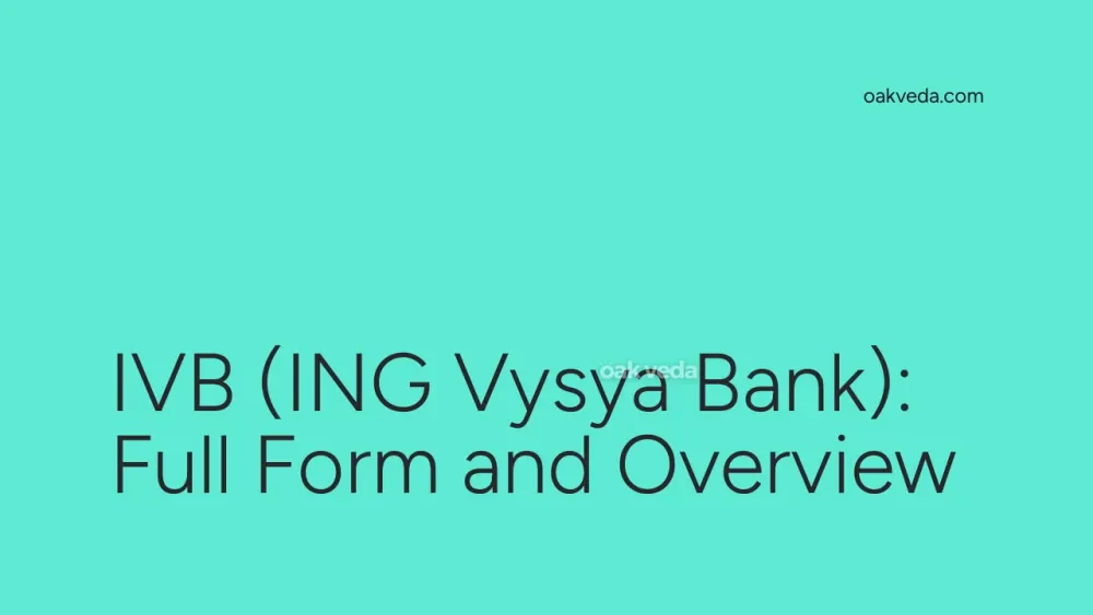 IVB (ING Vysya Bank): Full Form and Overview