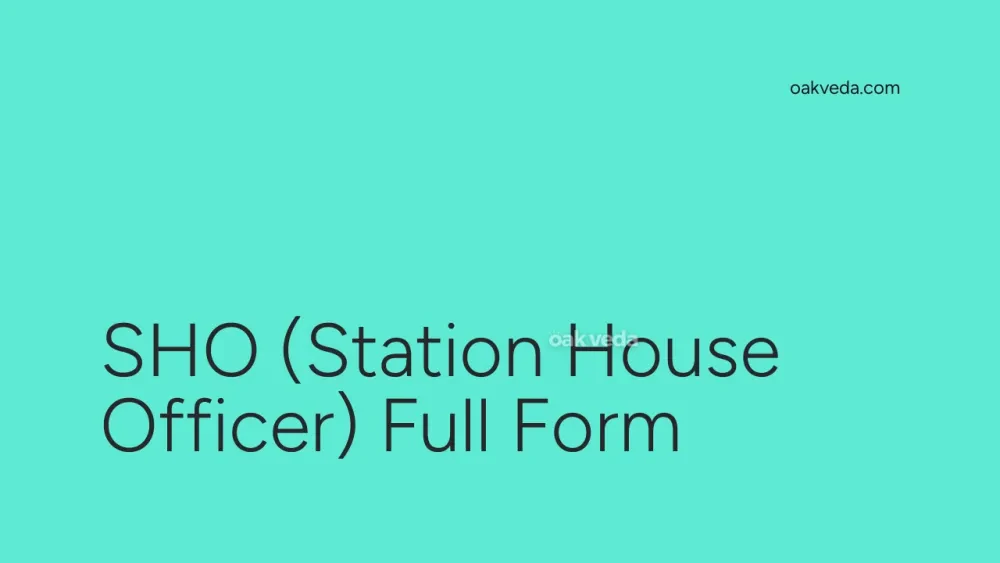 SHO (Station House Officer) Full Form