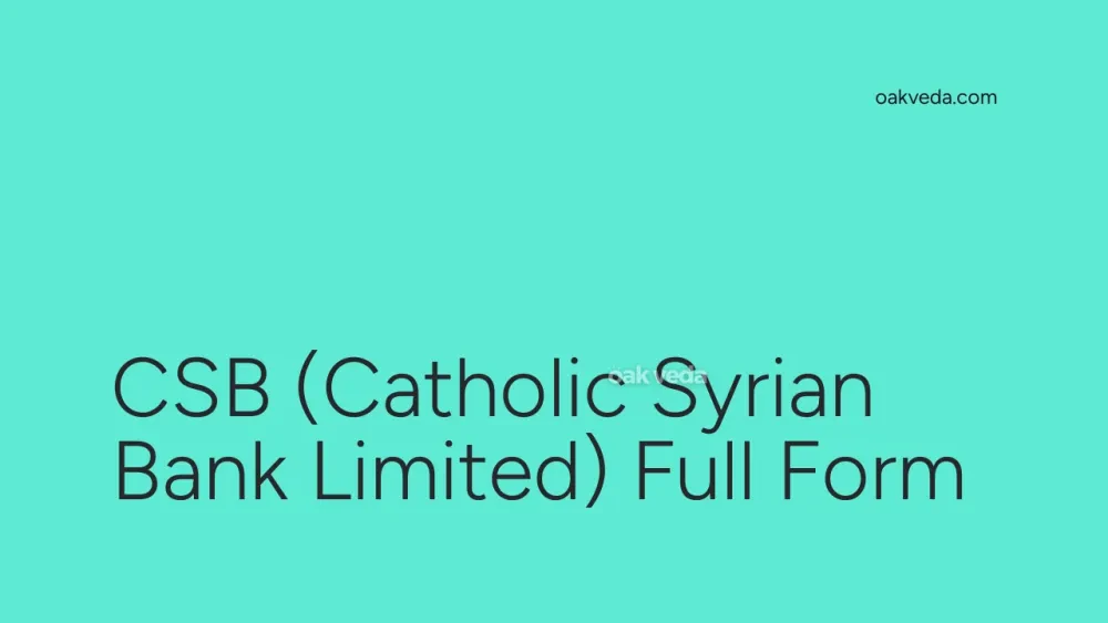 CSB (Catholic Syrian Bank Limited) Full Form