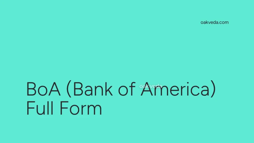 BoA (Bank of America) Full Form