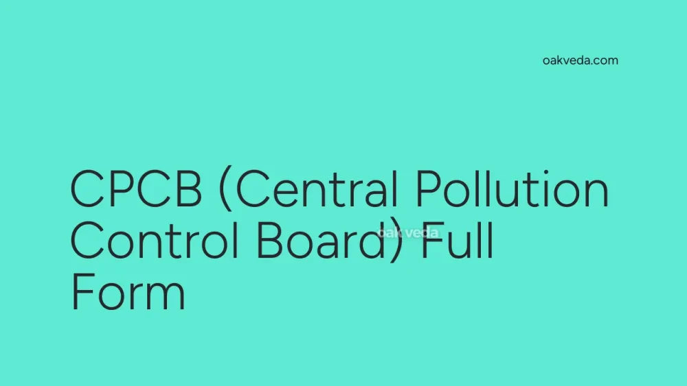 CPCB (Central Pollution Control Board) Full Form