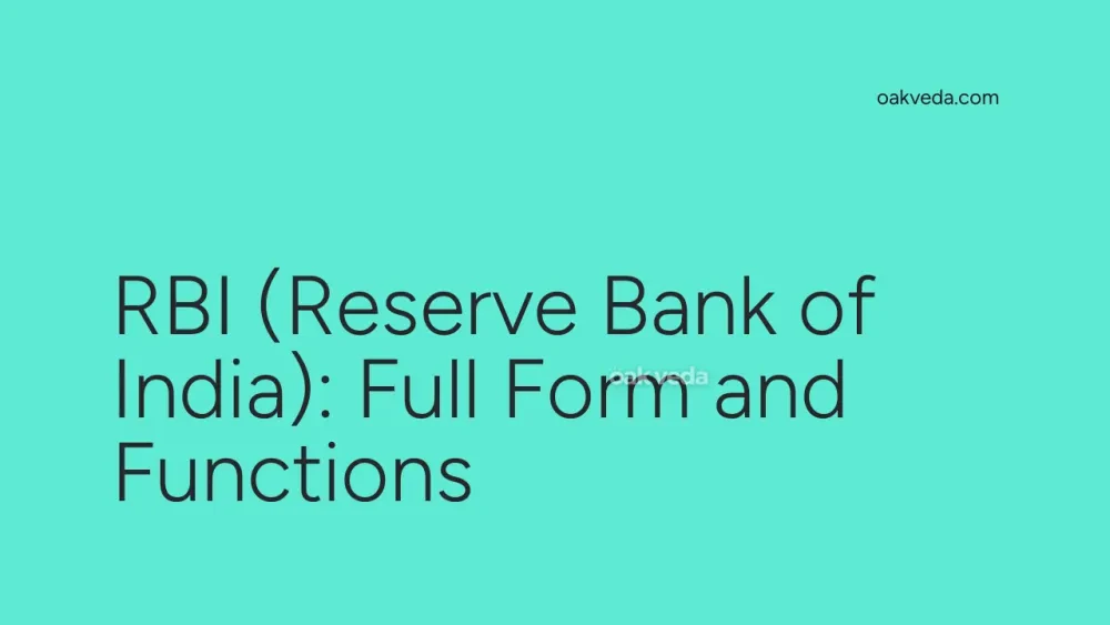 RBI (Reserve Bank of India): Full Form and Functions