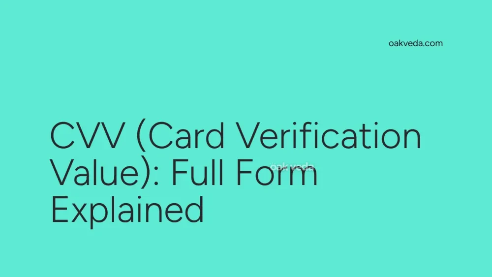 CVV (Card Verification Value): Full Form Explained