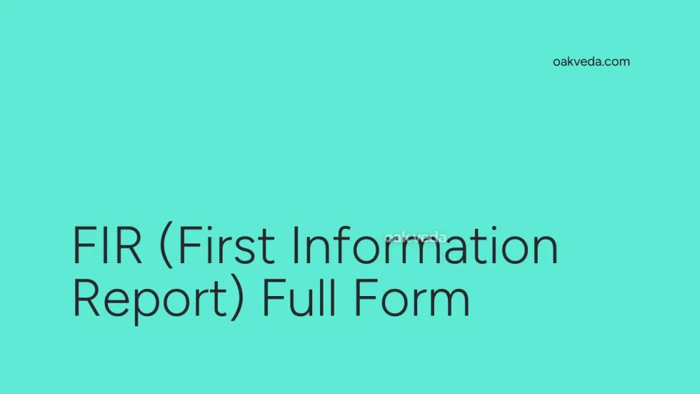 FIR (First Information Report) Full Form