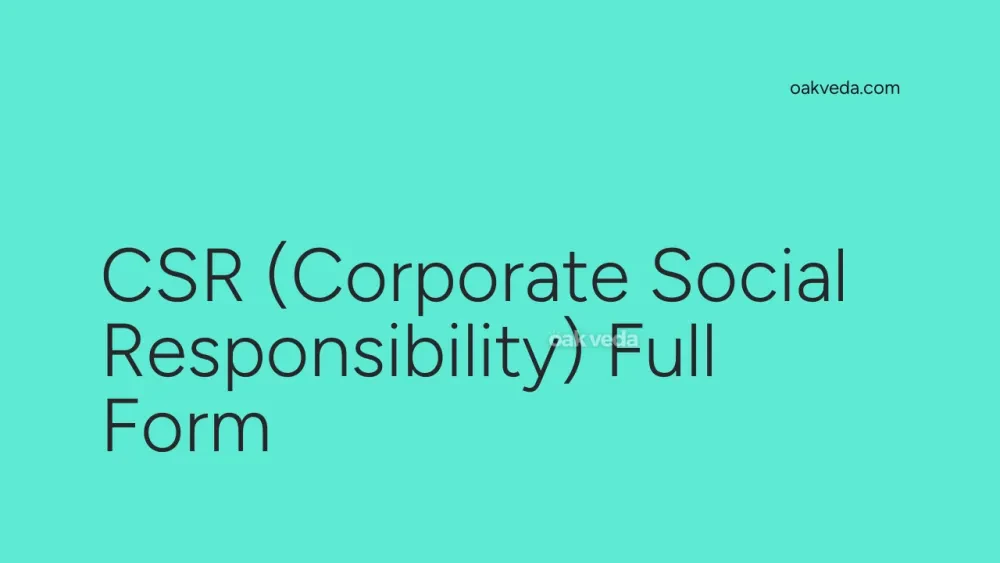 CSR (Corporate Social Responsibility) Full Form