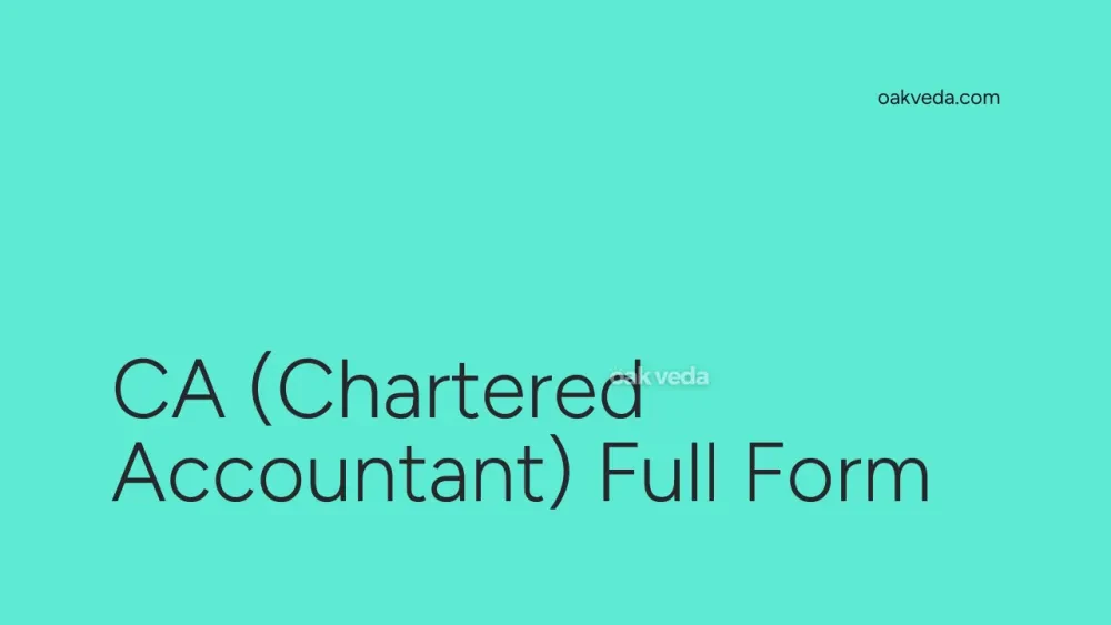 CA (Chartered Accountant) Full Form