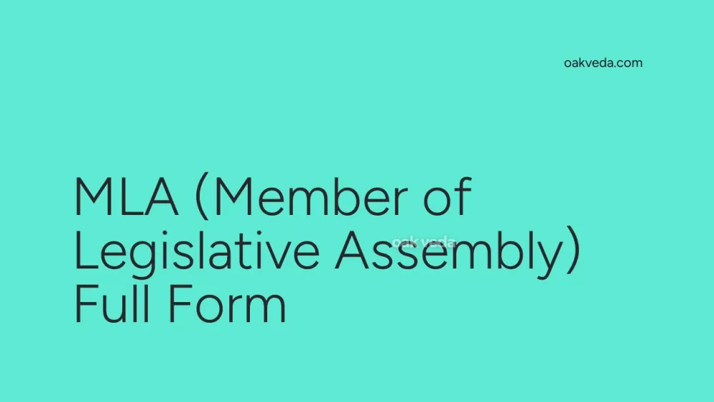 MLA (Member of Legislative Assembly) Full Form