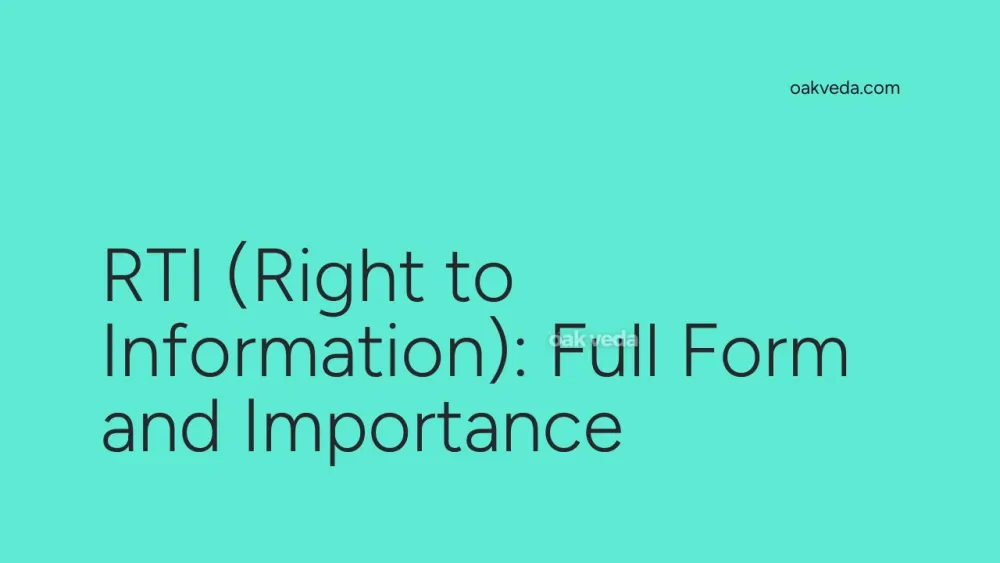 RTI (Right to Information): Full Form and Importance