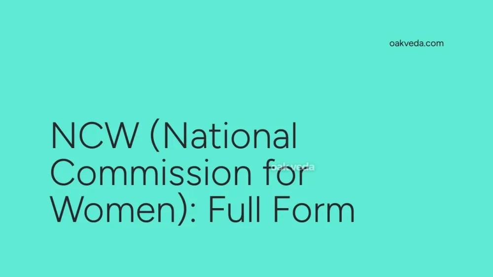 NCW (National Commission for Women): Full Form