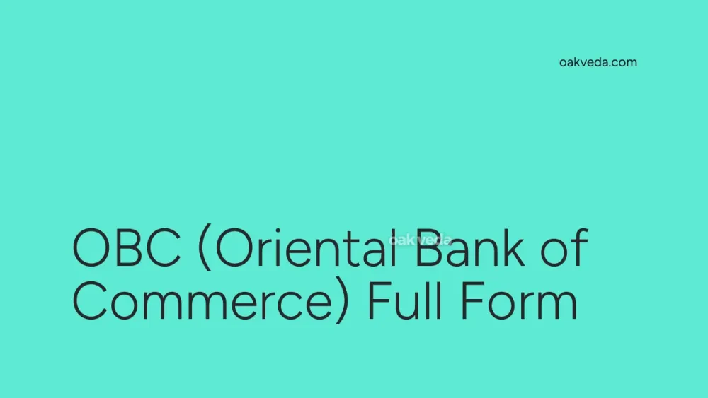 OBC (Oriental Bank of Commerce) Full Form